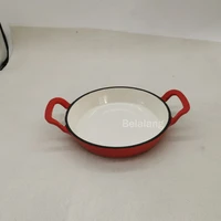 20cm red enamel cast iron frying pan dish plate directly use on fire or oven induction cooker