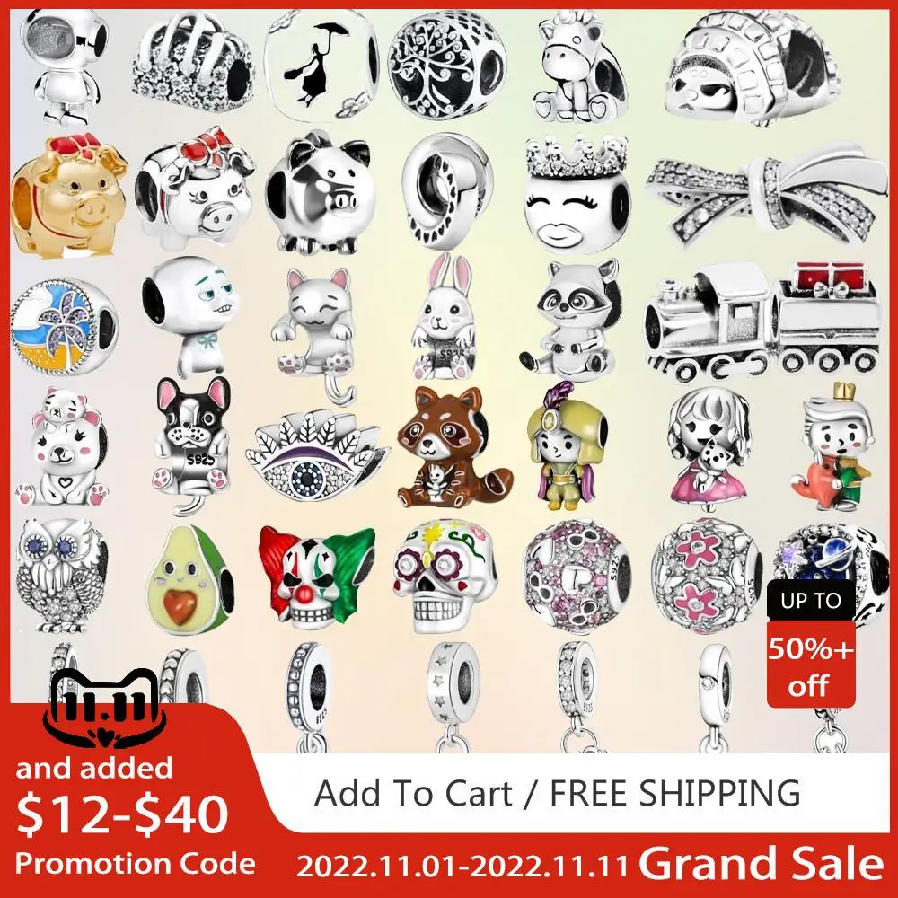 

Marseille Original 925 Sterling Silver Bead Bird Rabbit Travel Evil Eye Pendant Charm Fit Europe Bracelet For Women DIY Jewelry