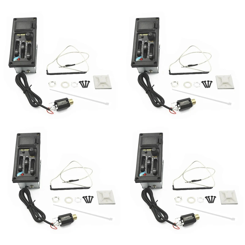 

New 4X EQ-505R Acoustic Guitar 3 Band Preamp Amplifier Equalizer Pickup Piezo