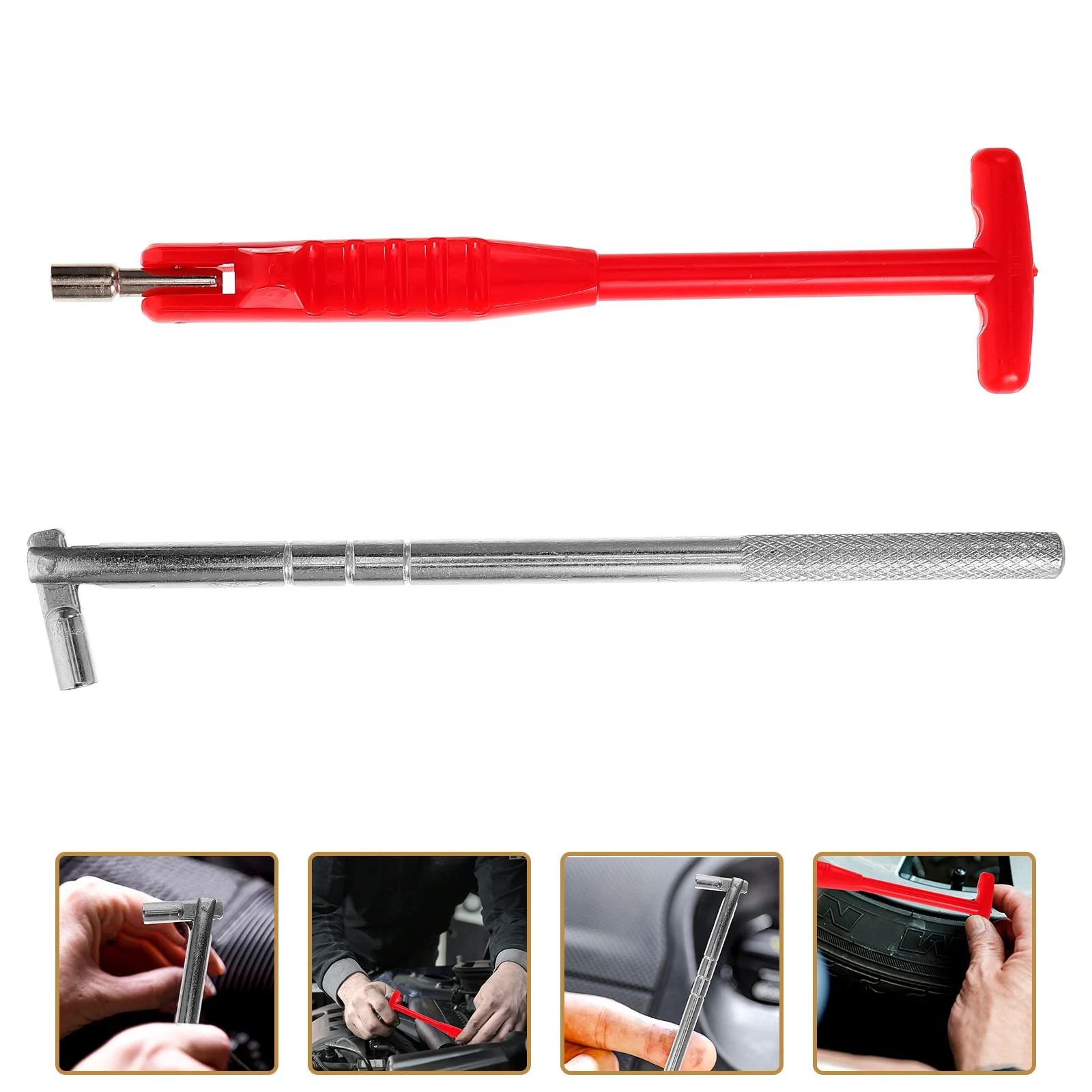 

2 Pcs Valve Lever Tool Reusable Tire Repair Installer Valves Core Wrench Versatile Kit for replacing the without removing the