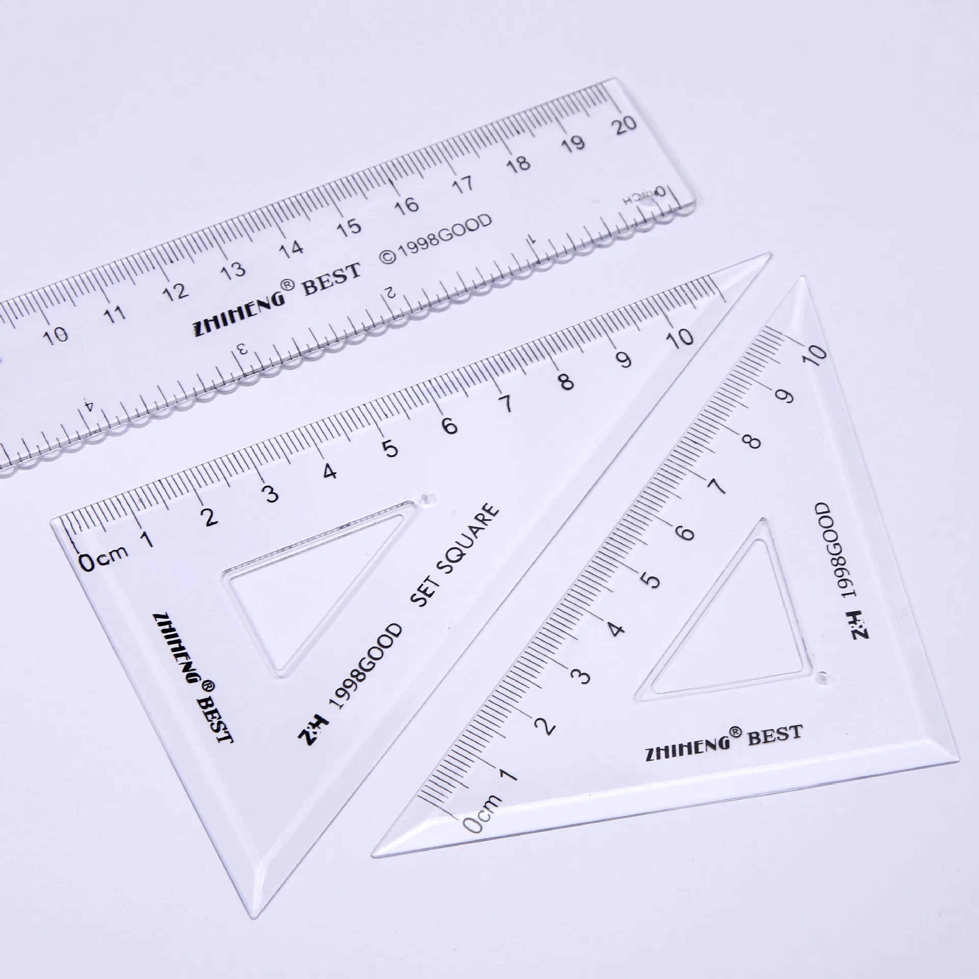 

School Drafting/School Drafting - Drafting set 4pcs Ruler Set Squares Protractor Compass 20cm Transparent