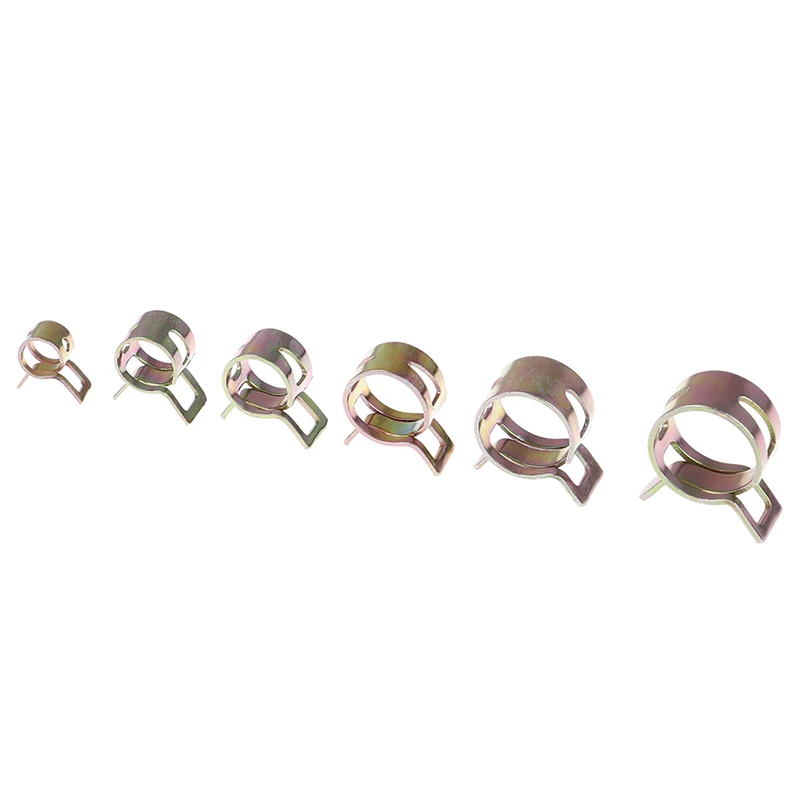 

10 шт./упак., пружинный Тип топливного вакуумного шланга, силиконовая трубка, зажим, зажим, стальные оцинкованные зажимы 6-15 мм