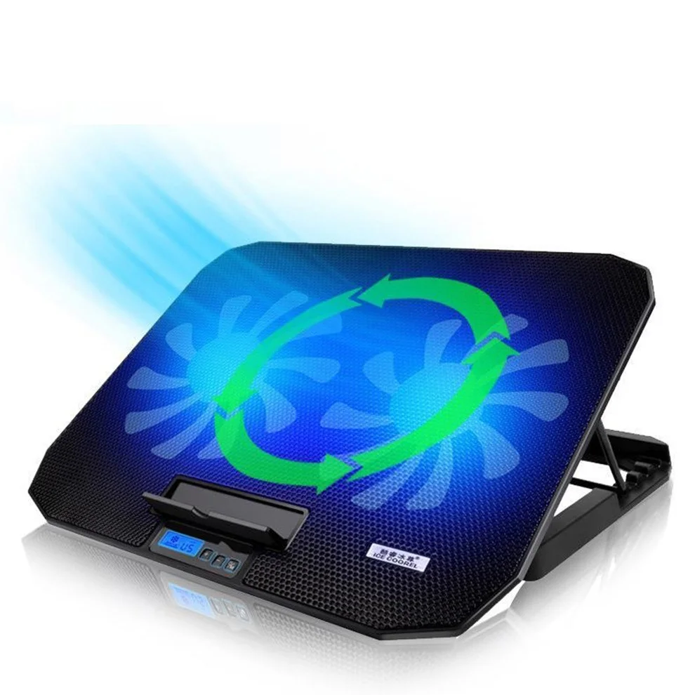 

Jelly Comb Laptop Cooler 2 USB Ports and Two Cooling Fan Adjustable Speed Laptop Stand for 12-15.6 inch with LED Display