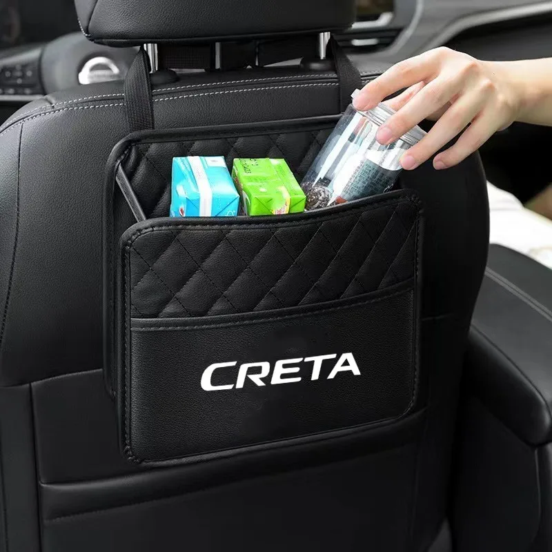 

Leather Car Seat Back Storage Bag Car Garbage Storage Box For Hyundai Creta Ix25 2022 2021 2020 2019 2018 2017 Car Accessory