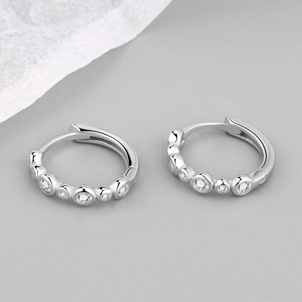 

Женские серьги-кольца из серебра 925 пробы, с круглыми бусинами