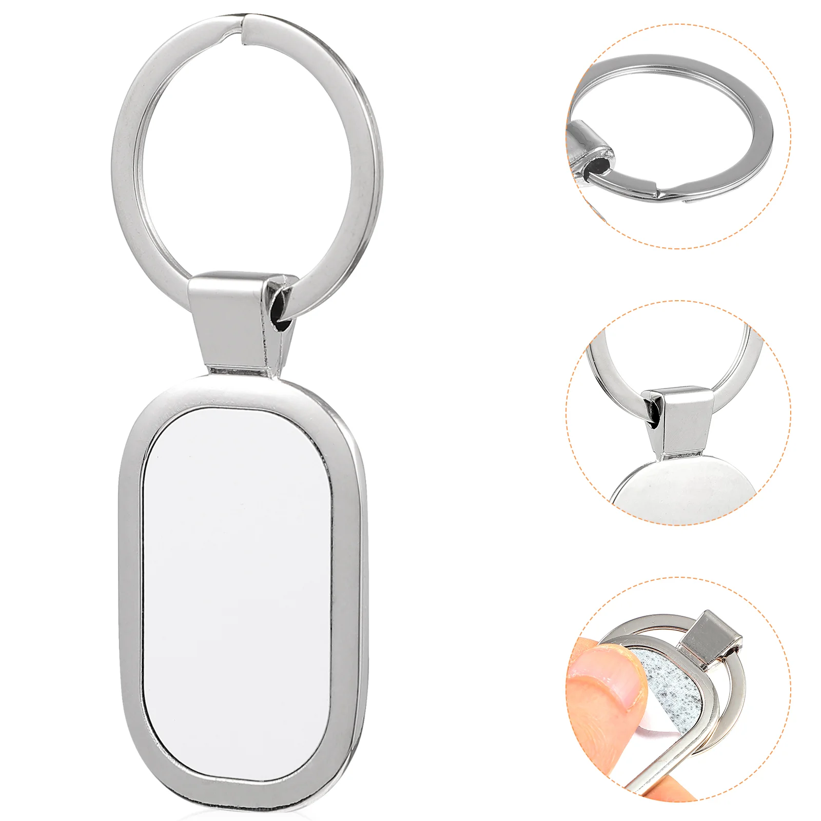 

5 Pcs Blank Keychains Metal Car Tag Car Key Holder Metal Transfer Keychian Sublimation Photo Key Holder Stainless Steel Keychain