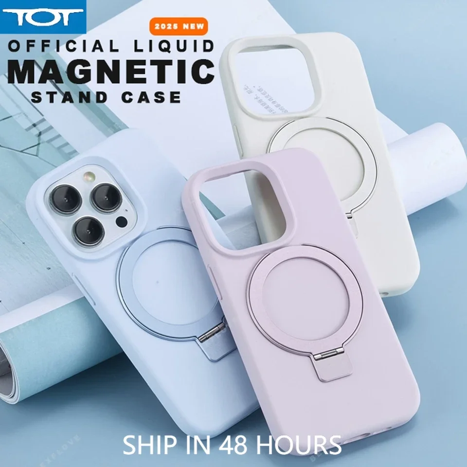 Фото Магнитный силиконовый чехол для телефона Liduid для IPhone 14 11 12 13 16 Pro Max 15 14 16 Plus Magsafe Stand Charge Protector Soft Cover Ca №1