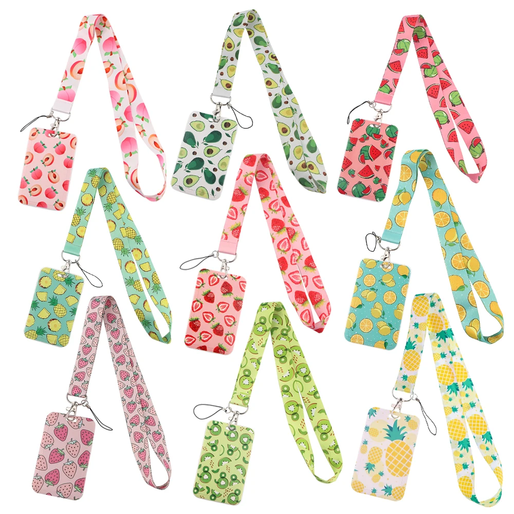 Брелок в виде фруктов, ананаса, авокадо, шейный ремешок для ключей, USB-карта для удостоверения личности, держатель для путешествий, подвеска со шнурком, светильник