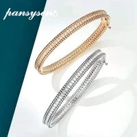 pansysen 100 925 sterling silver simulated moissanite diamond charm bracelets bangle for women 18k white rose gold fine jewelry