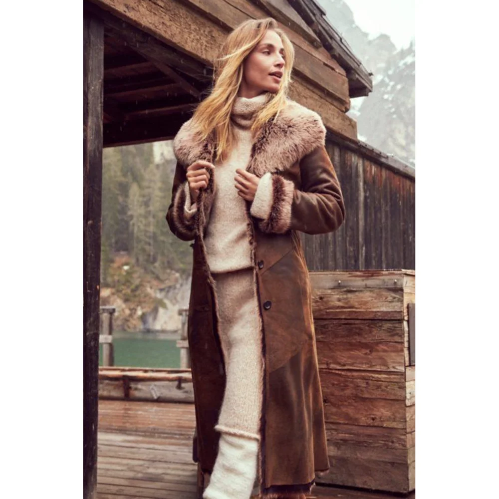 

CoatWomen's Tops Long Fur Coats 2022 Autumn And Winter Solid Color Mid-length Fur Stitching Coat Women