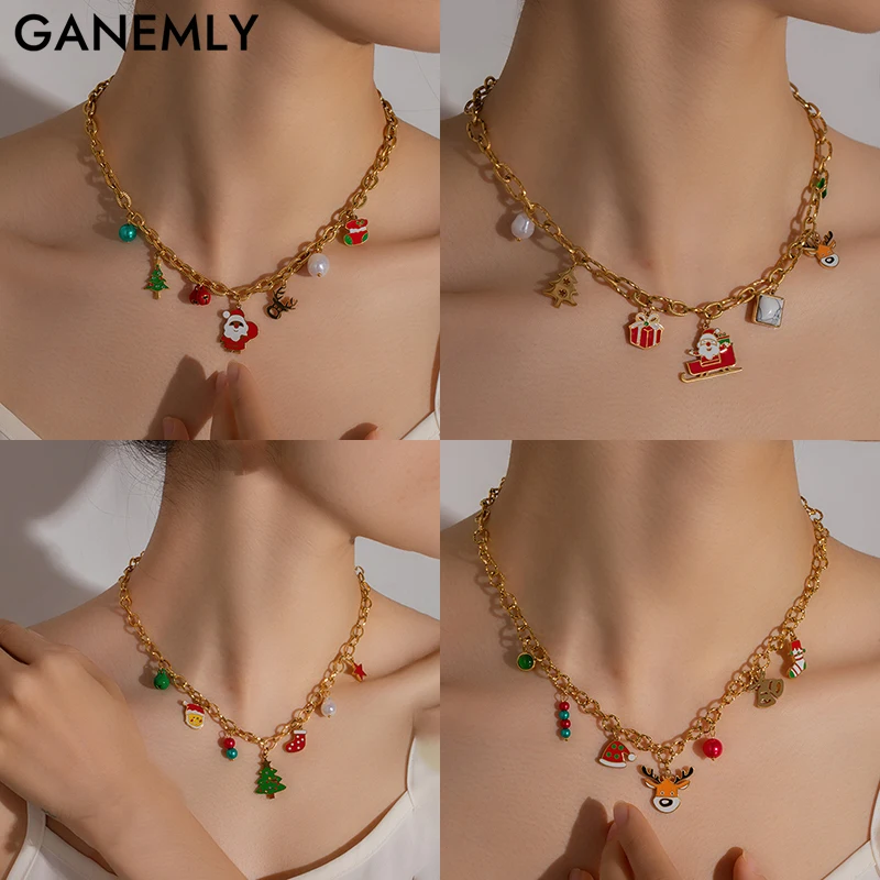 GANEMLY из нержавеющей стали 316L креативное рождественское ожерелье с подвеской для
