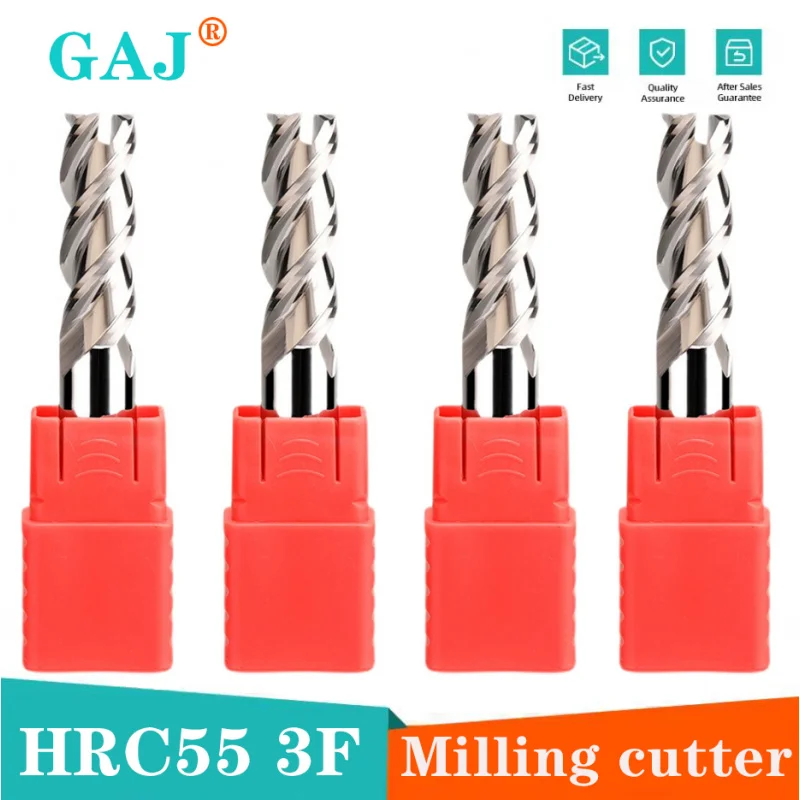 

HRC55 3-зубая твердосплавная фреза, вольфрамовая концевая фреза, инструмент с ЧПУ 1, 4, 6, 8-20 мм для алюминия, стекловолокна, акрила, дерева, меди, пластика