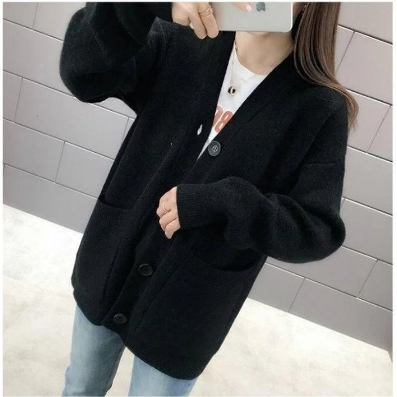 

Ladies Sweater Cardigan Long Sleeve Sweet Cardigan Women's Fashion Slim V-neck Knit Sweater Large Size Jacket Knit Sweater Coat