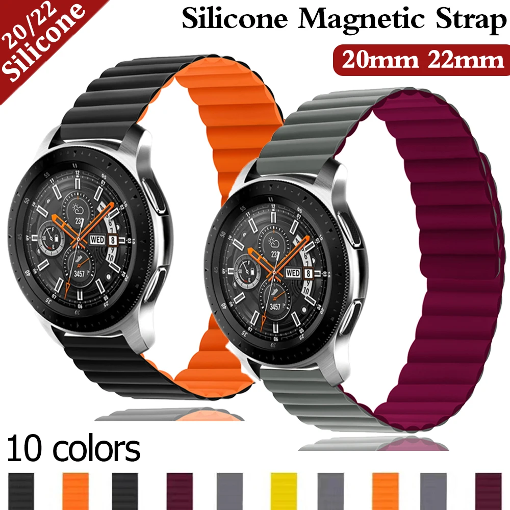 

20mm 22mm Silicone Magnetic Strap For Samsung Galaxy Watch 3 41mm For Huawei GT 2 Gear S3 For Seiko 40 44mm Sport Loop Wirstband