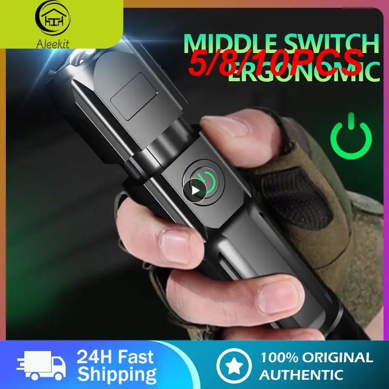 

5/8/10PCS Usb Charging Focusing Flashlight Portable Flashlight Led Outdoor Lighting Lamp Strong Light Lighting Flashlight