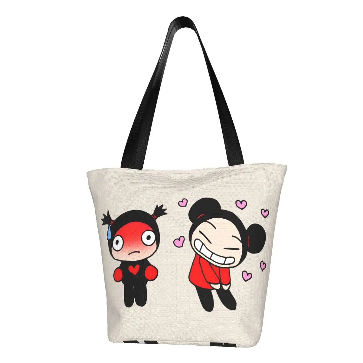 Pucca And Garu Polyester outdoor girl handbag, woman shopping bag, shoulder bag, canvas bag, gift bag