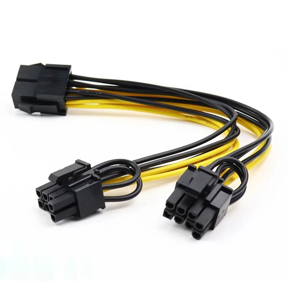 

PCI-Express Female-to-Male PCIE 8 Pin to Dual 8 (6+2) Pin VGA Graphic Video Card GPU Adapter Power Supply Splitter Cable 20cm