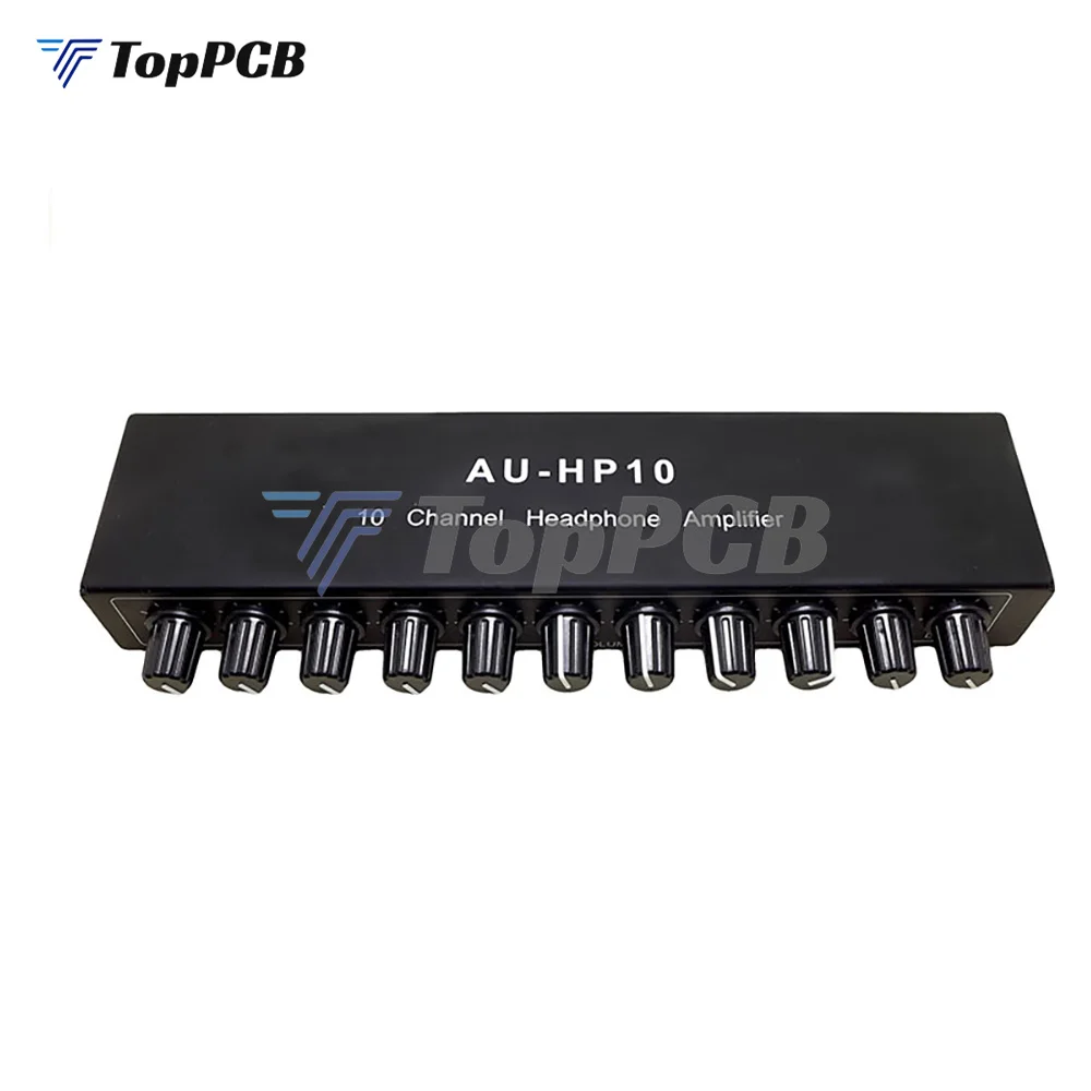 

10 Channel Stereo Headphone Amplifier Board 1 Input 10 Output Sound Audio Distributor Splitter 3.5mm DC 12-24V 20-20KHz