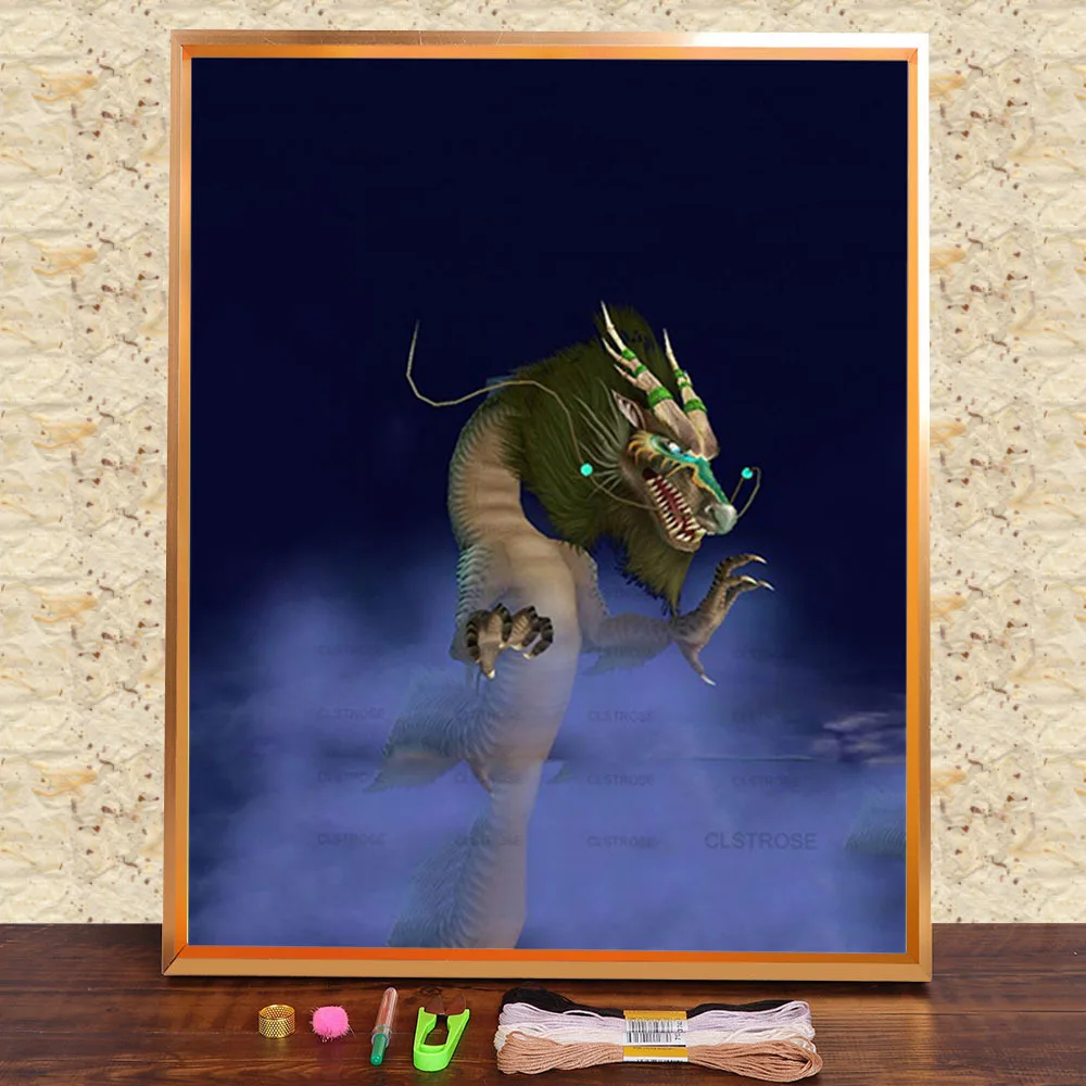 

Animal Dragon Printed Canvas 11CT Cross-Stitch Complete Kit DIY Embroidery DMC Threads Handiwork Knitting Craft Hobby Magic