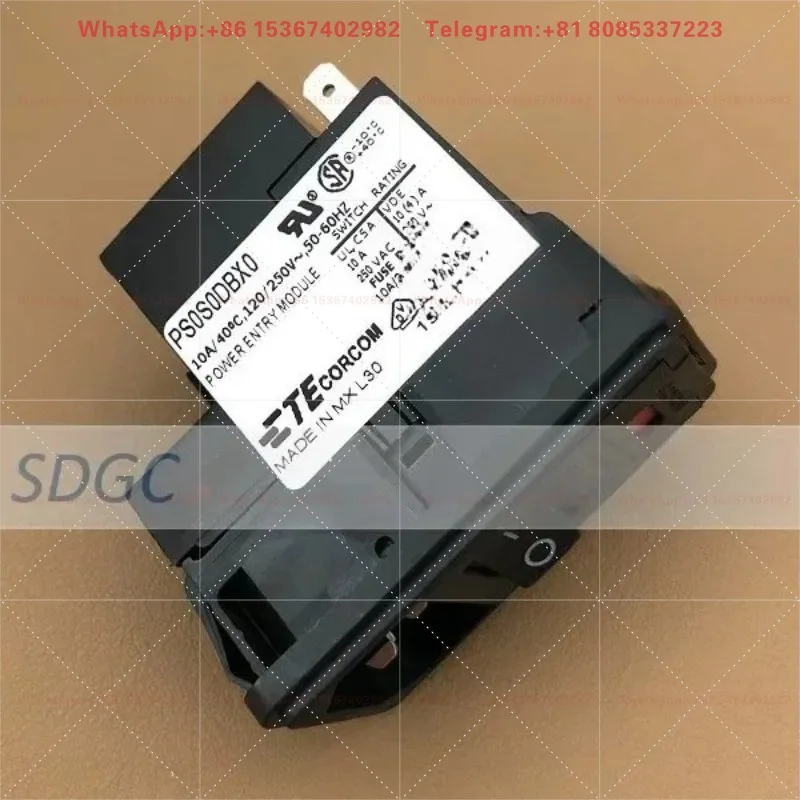 Фото Оригинальный сетевой фильтр TE Corcom PS0S0DBX0, 10А 250В переменного тока, EMI-фильтр IEC C14, модуль питания с выключателем DPST и держателем предохранителя №1