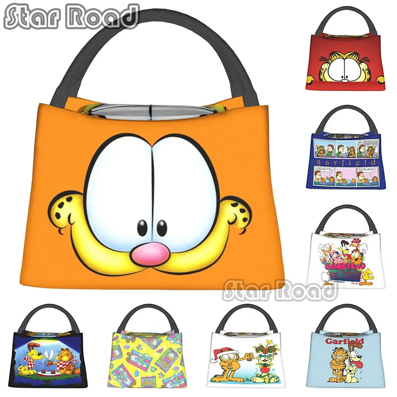 

Classic Cartoon Garfields Happy Face Insulated Lunch Bags for School Office Kawaii Cat Resuable Cooler Thermal Bento Box Women