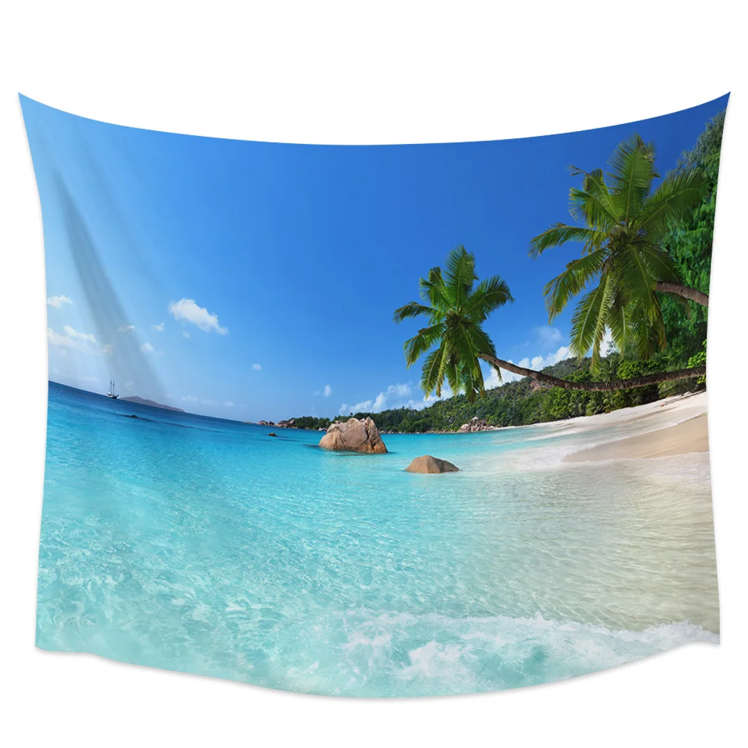 

Ocean Beach Scenery Coconut Tree Tapestry Background Wall Covering Home Decoration Blanket Bedroom Wall Hanging Tapestries