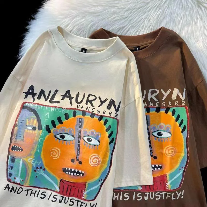 

Hip Hop Streetwear T-shirt Painting Letter Print T Shirt 2023 Men Harajuku Cotton Casual T-shirt Summer Short Sleeve Tops Tees