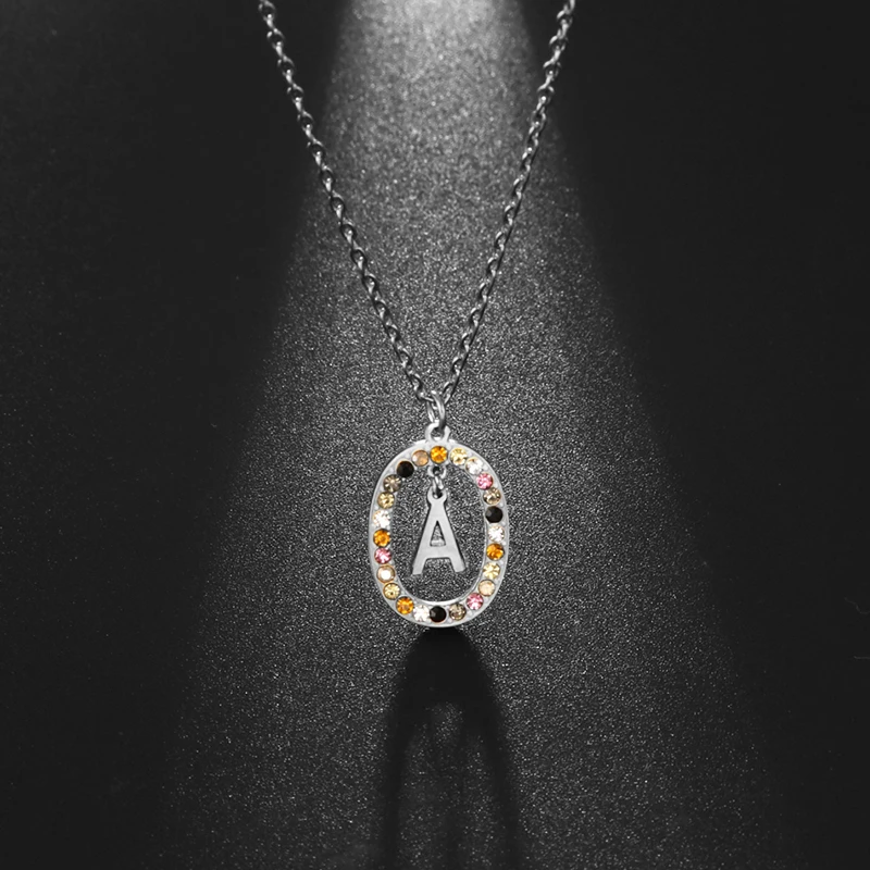 

Teamer Cubic Zircon A-Z Letter Initial Pendant Necklace Alphabet Name Stainless Steel Neck Jewelry for Women Gold Color Choker
