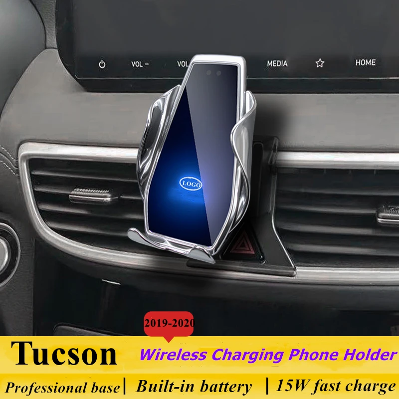 

Dedicated for Hyundai Tucson 2019-2020 Car Phone Holder 15W Qi Wireless Car Charger for iPhone Xiaomi Samsung Huawei Universal