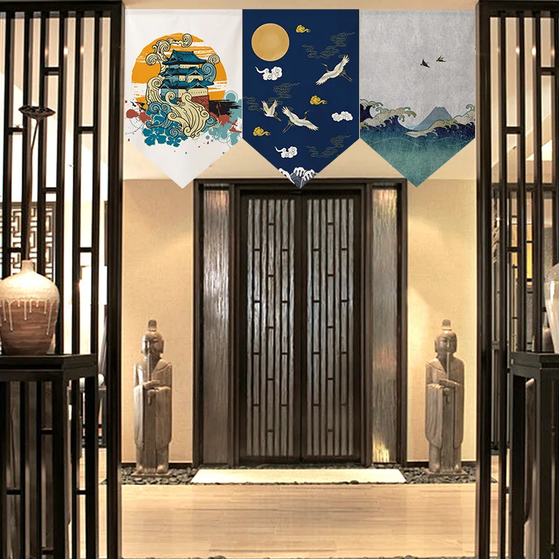 Фото Япония Ukiyo-e Короткая дверная занавеска Подвесной флаг Кухонная перегородка Полузанавеска Ресторан Вход Винные домики Декоративная перегородка №2