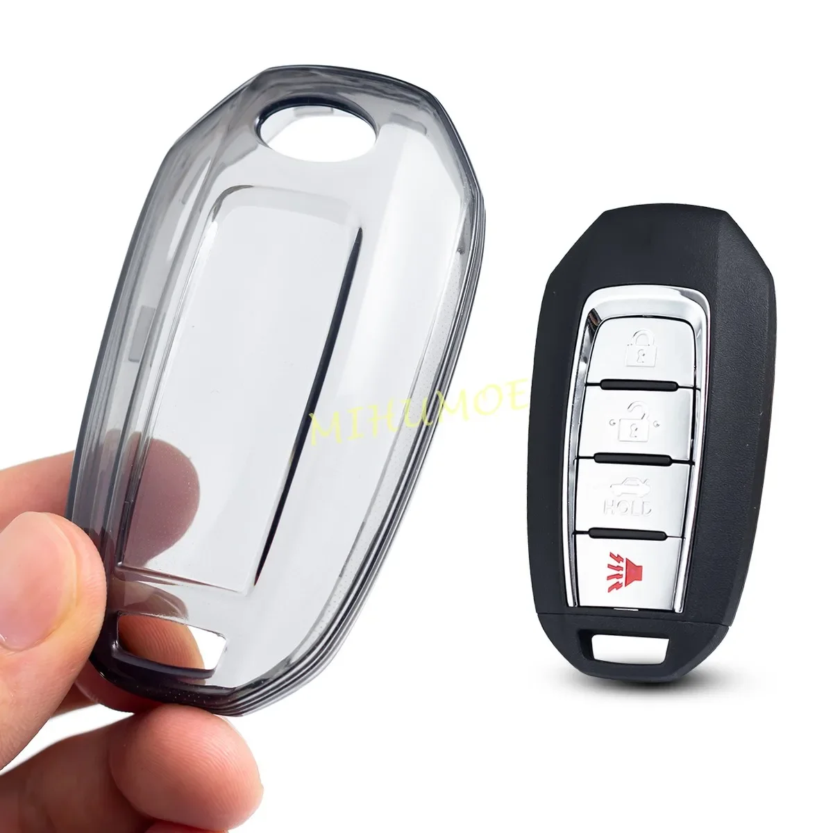 

Черный прозрачный автомобильный брелок для ключей, чехол для ключей, кольцо-держатель, защитные аксессуары для Infiniti Q50 Q60 QX50 QX55 QX60