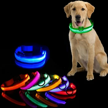 Led Dog Collar Light Anti-lost Collar For Dogs Puppies  Night Luminous Supplies Pet Products Accessories USB Charging/Battery 1