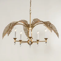 American country golden palm leaf chandelier creative living room restaurant art lighting clothing store model room chandelier