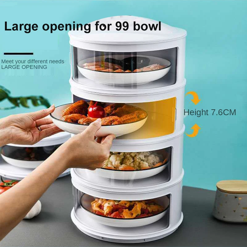 

Multi Layer Heat Preservation Cover Table Leftover Storage Box Transparent Stackable Food Fresh-keeping Lids Kitchen Accessories