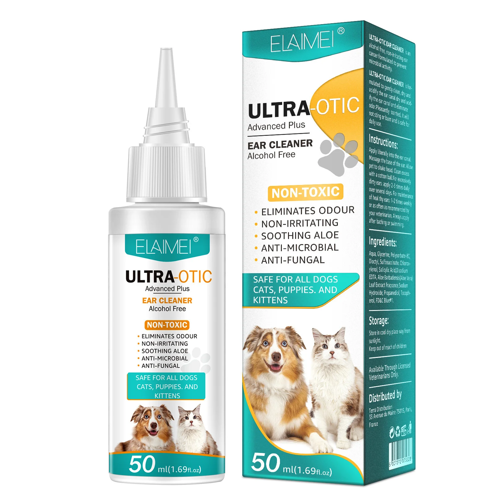 

50ml Advanced Plus Pet Ear Cleanser Remove Ear Mites Cat And Dog Ear Canal Cleaning Ear Lotion Supplies Alcohol Free