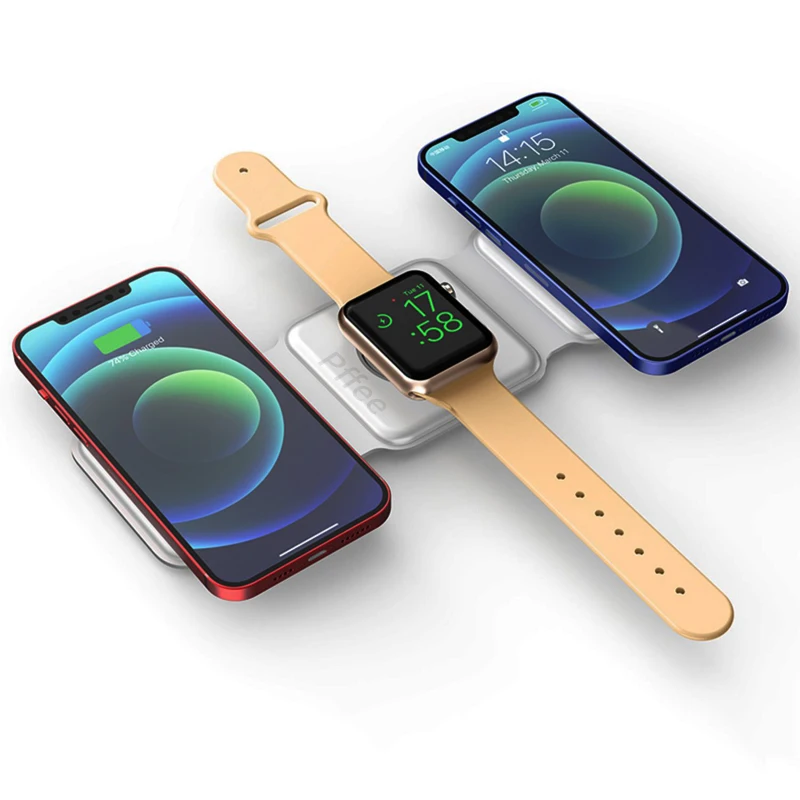 Pffee 3in1 15W Wireless Charger For Apple iPhone Watch Carregador Sem Fio Fast Charging Magnetic Dock Station For iWatch AirPods