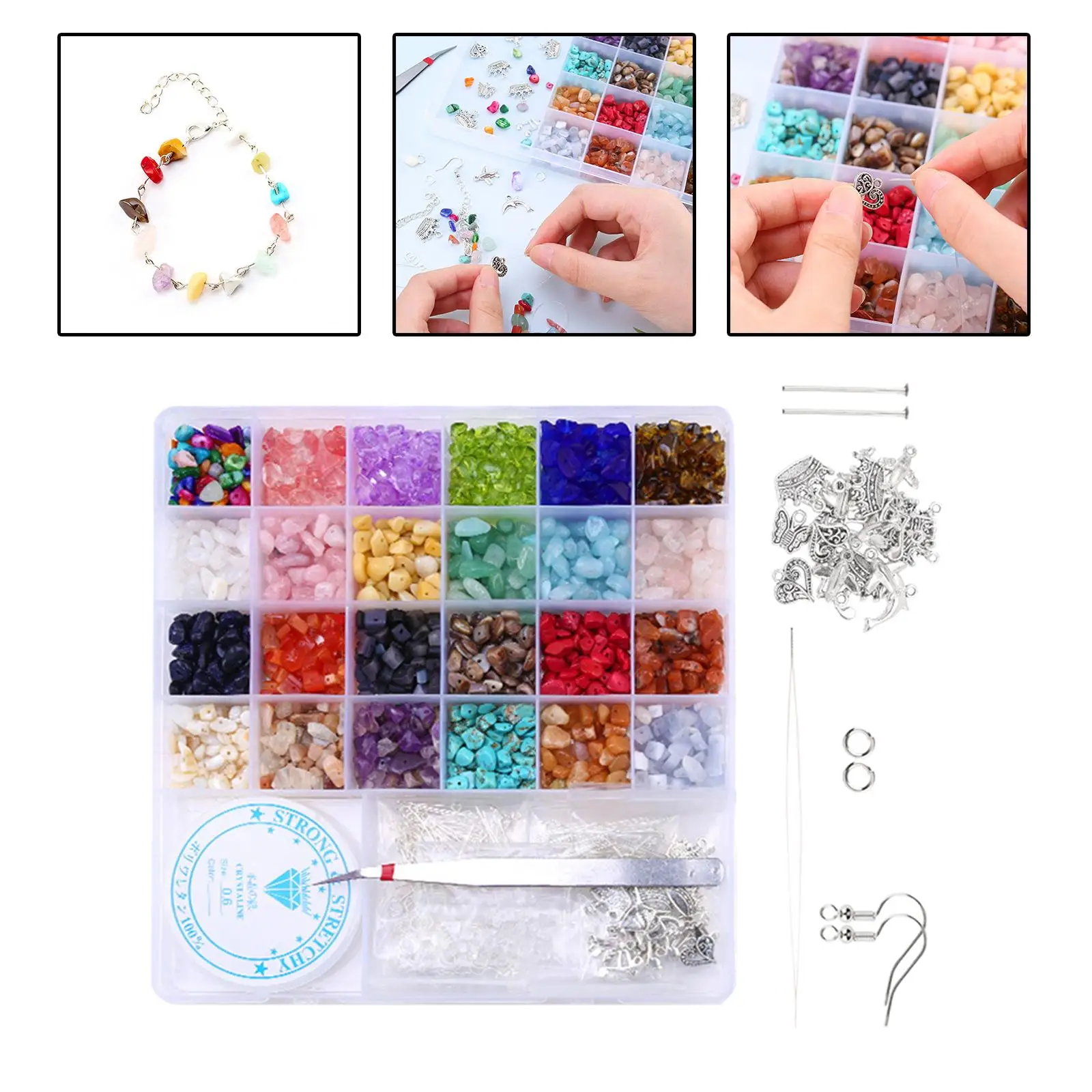 

1 of box Irregular Chips Beads Colorful Gem Beads Loose Charms Alloy for DIY Bangles Necklace Jewelry Making Findings