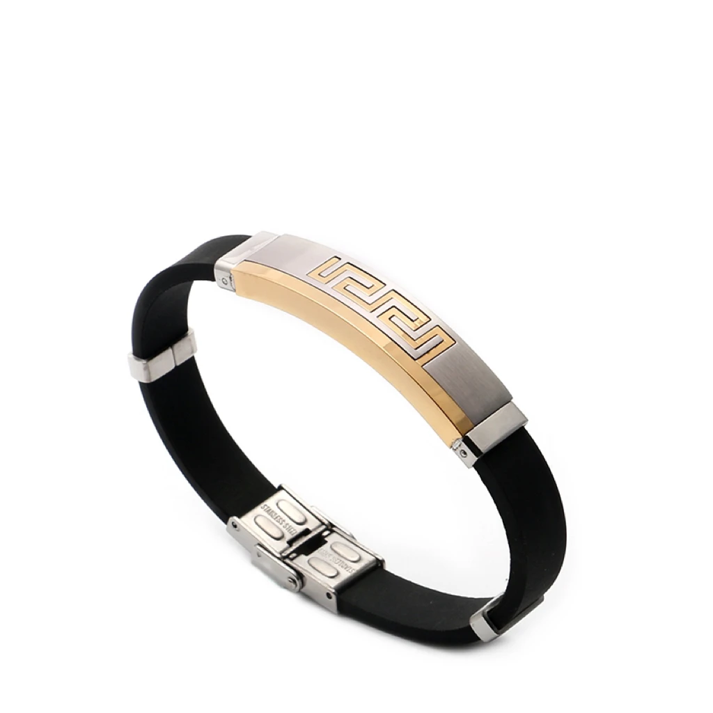 Мужской черный браслет из нержавеющей стали Силиконовые подвески-украшения.