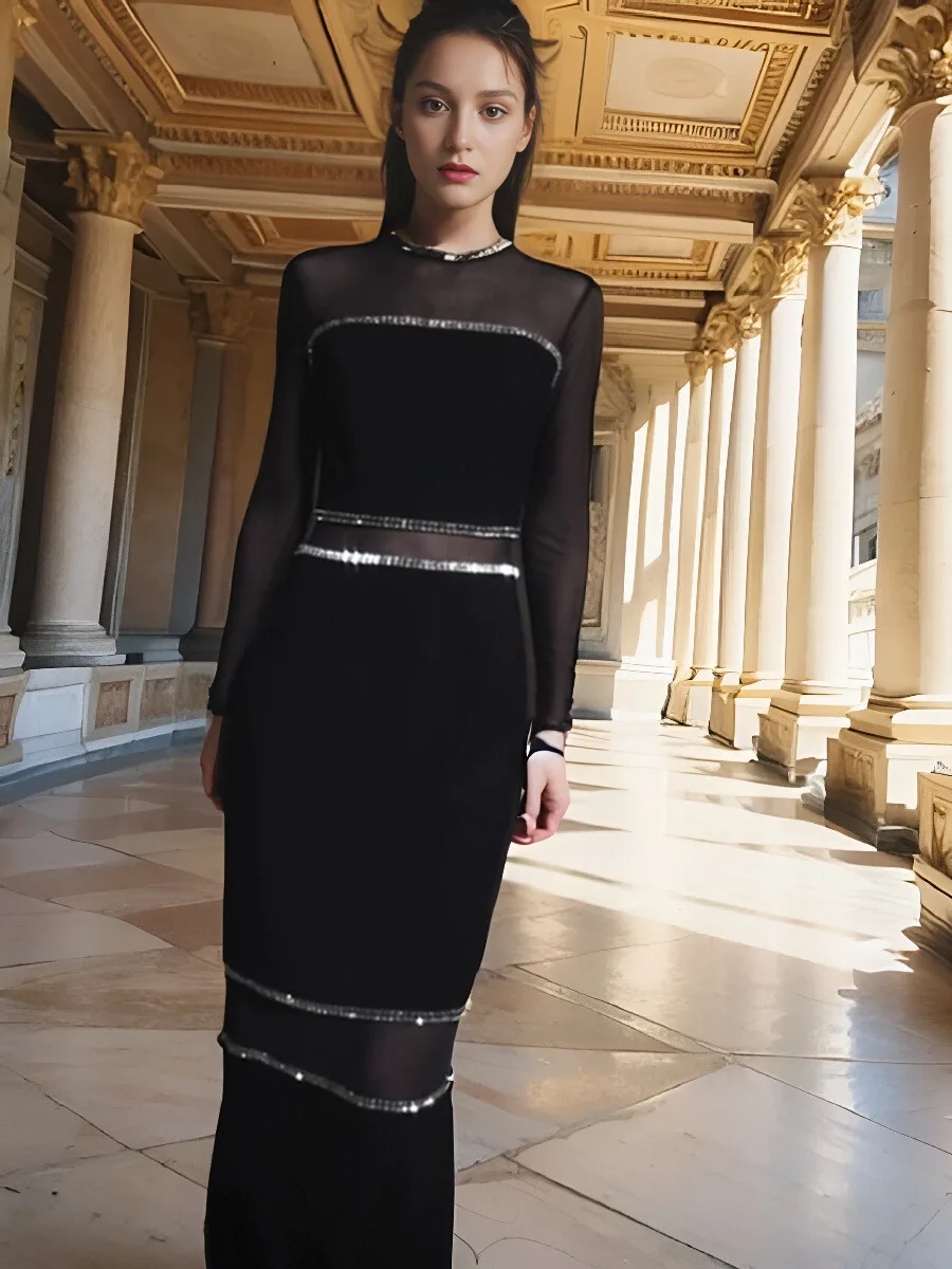 Соблазнительные сетчатые Лоскутные прозрачные облегающие бандажные платья с