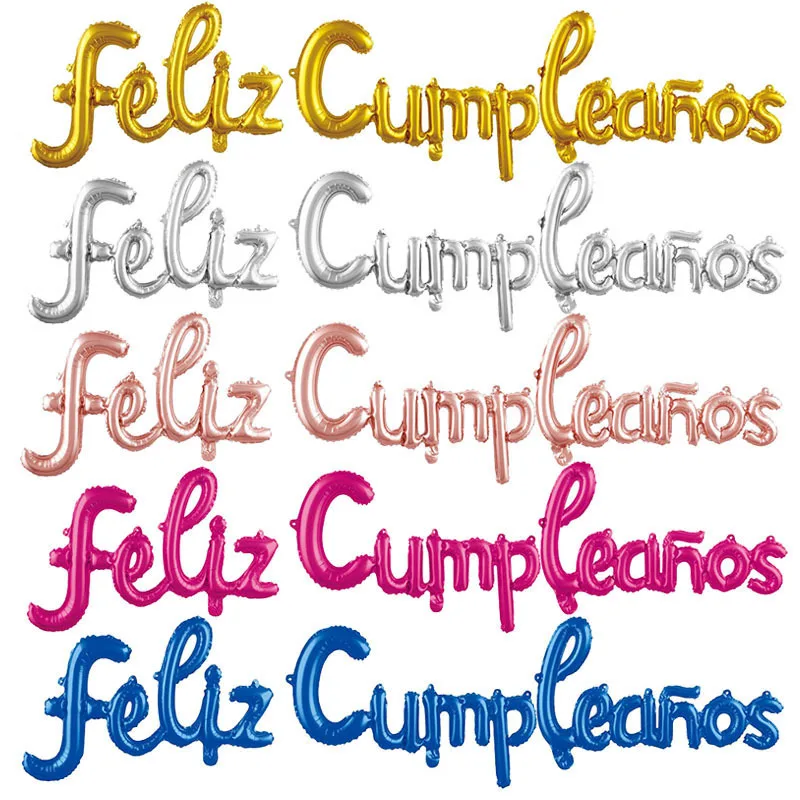 

3 Pcs/set Spanish Happy Birthday Letters Balloons Conjoined Alphabet Foil Balloon Birthday Party Banner Baby Shower Decorations