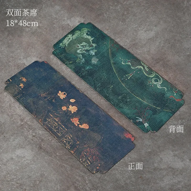 Двухсторонний чайный коврик в стиле ретро, водонепроницаемый дзен для сухого пивоварения, одноместное чайное полотенце, тканевый коврик, настольный флаг, аксессуары для чайной церемонии