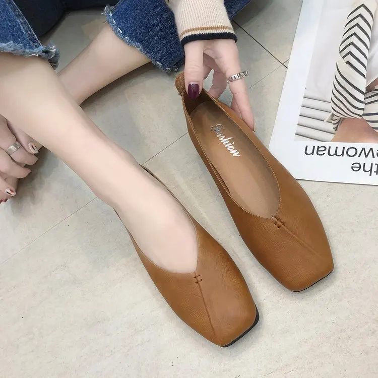 

2022 Women Ballet Flats Shoes PU Leather Slip on Ladies Shallow Moccasins Casual Shoes Female Summer Loafer Shoes for Women