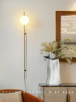 American Long Pole Wall Lamp with Plug Gold Decorative Glass Ball Wall Sconce Light for Living Room Bedroom Bedside Wall Fixture