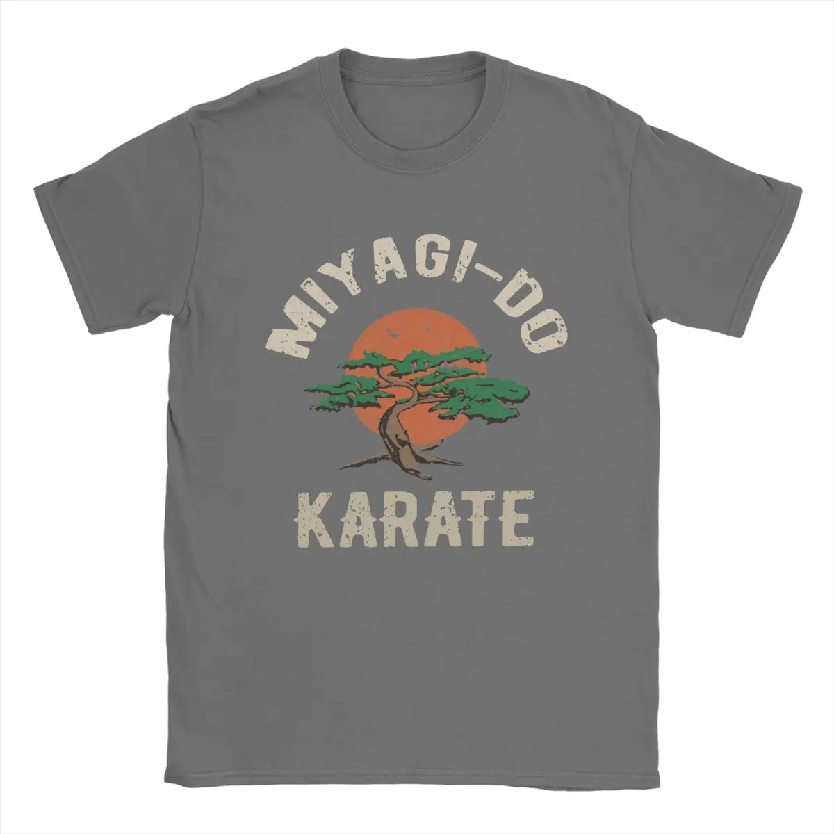 Men T-Shirt Miyagi Do Karate Distress Karate Kid Cobra Kai Pure Cotton Tees Short Sleeve T Shirts O Neck Tops Graphic Printed
