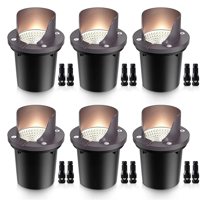 

6Pcs Low Voltage Landscape Lights Waterproof Outdoor In-Ground Lights Shielded LED Well Lights Warm White Lighting