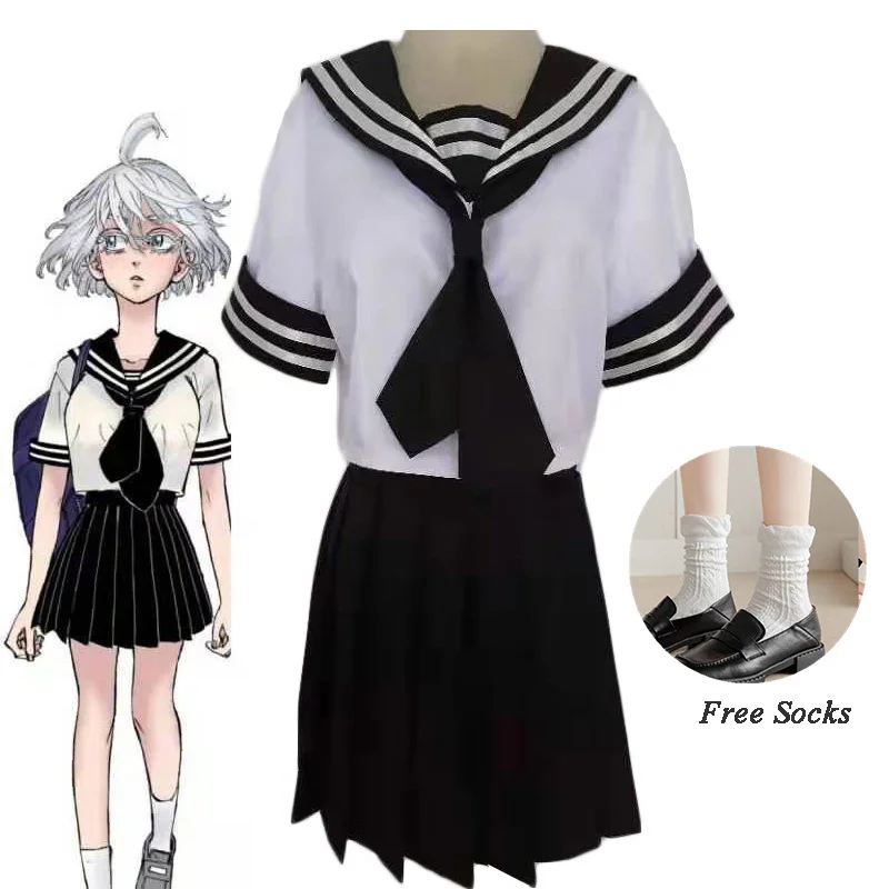 

Anime Tokyo Revengers Kawaragi Senju Shiba Yuzuha Cosplay Costume Dress Senju Kawaragi Sailor School JK Uniform Girl Skirt Suit