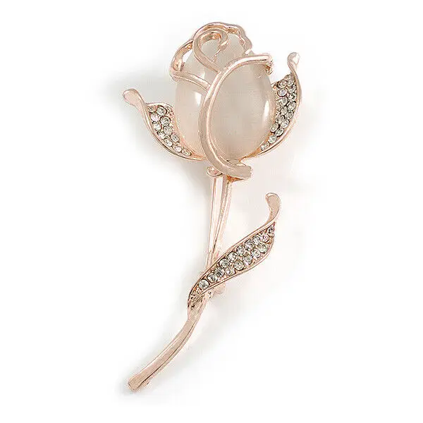 

Exquisite Opal Rose Brooches for Women Luxury Temperament Personality Rhinestone Alloy Corsage Pins Jewelry Gift