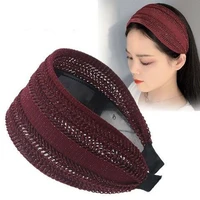 1pc korean new vintage lace shiny hair hoop sweet headband wide side hairbands women hollow non slip elegant head wrap