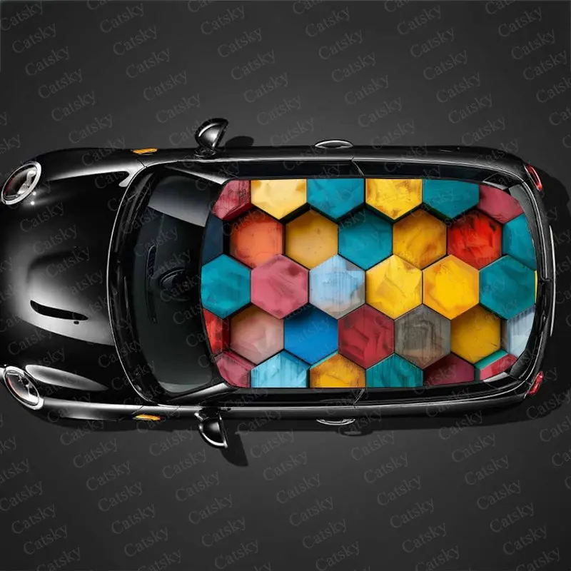 Красочная Шестигранная наклейка на крышу автомобиля оберточная пленка для