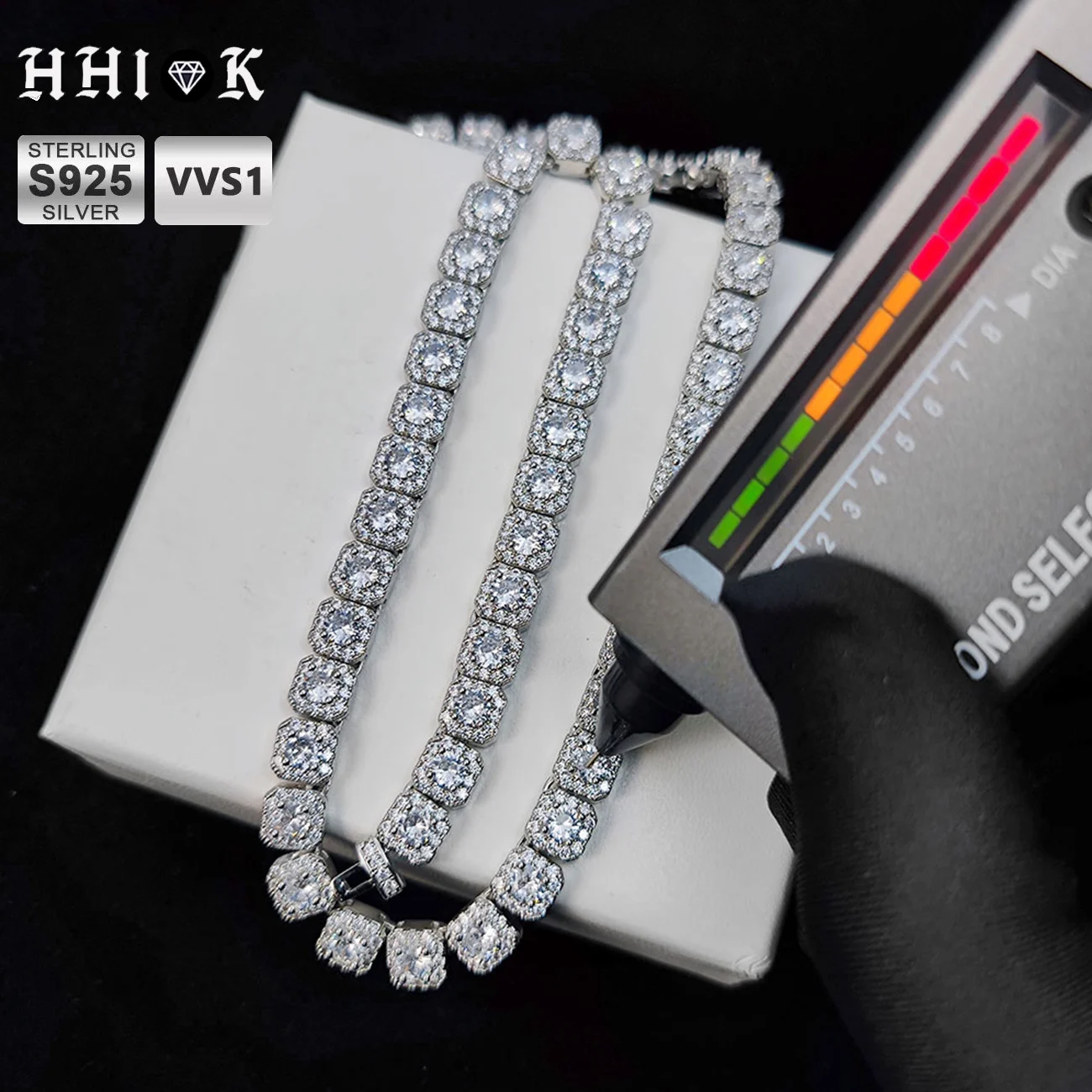 

VVS D Color Moissanite Diamond Necklace Womens Men For Hip Hop Jewelry Fine S925 Sterling Silver Iced Out Clustered Tennis Chain